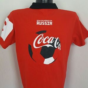Coca Cola FIFA World cup Russia 2018 polo tee men  size M